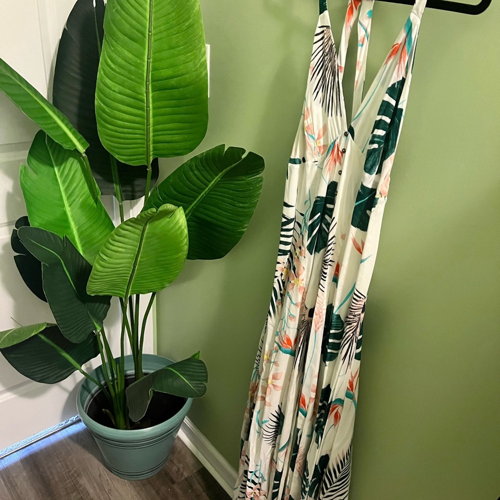 HOMAGE Vibrant Leaf Print Dress